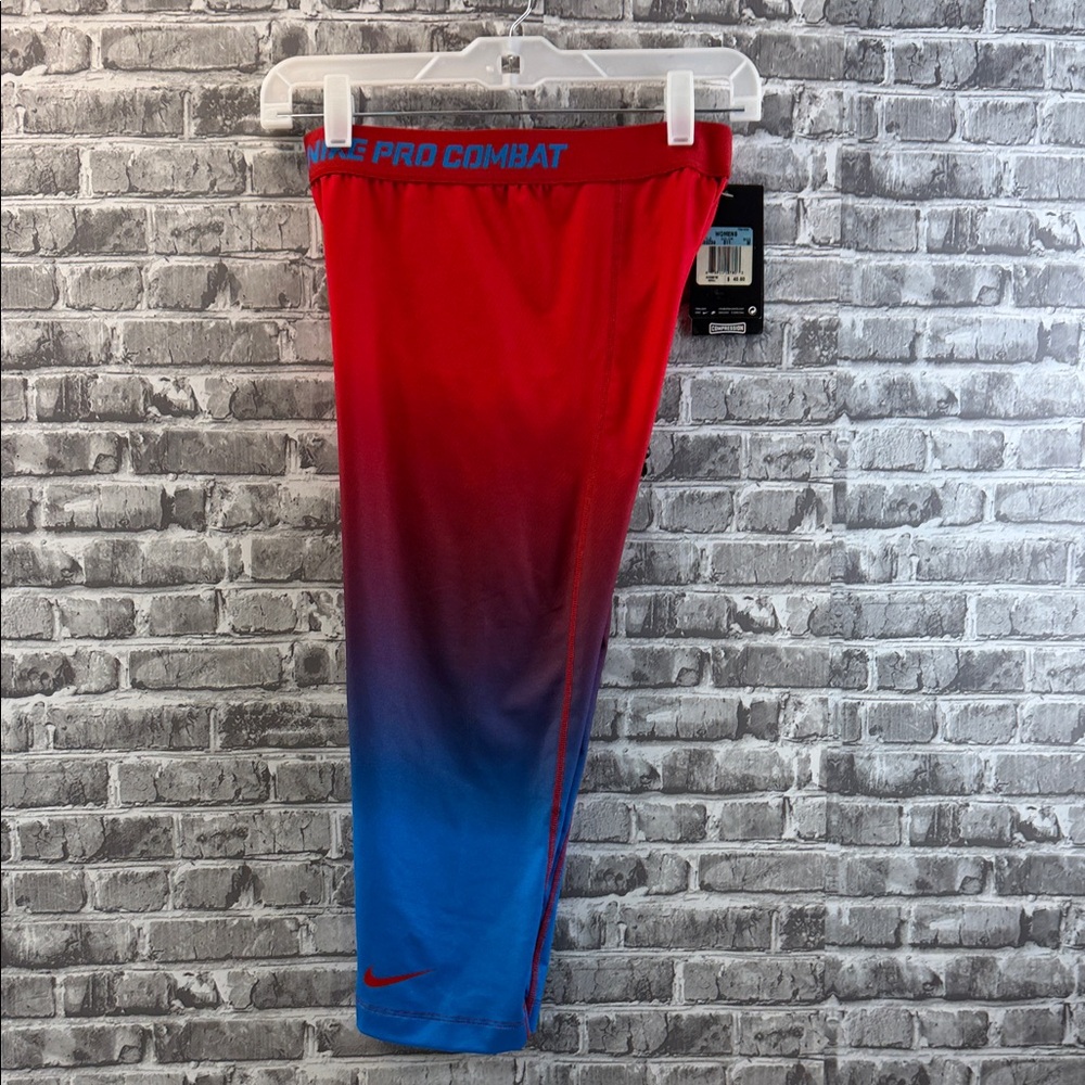 NWT Nike Pro‎ Combat Gradient Leggings - Red and Blue